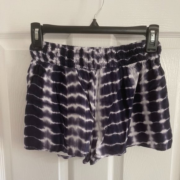Tie Dye Navy & White Print Flowy Shorts - Picture 1 of 6